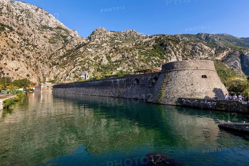 Kotor, Montenegro, September 20, 2023: River canal near the fortress of the old town, Europe