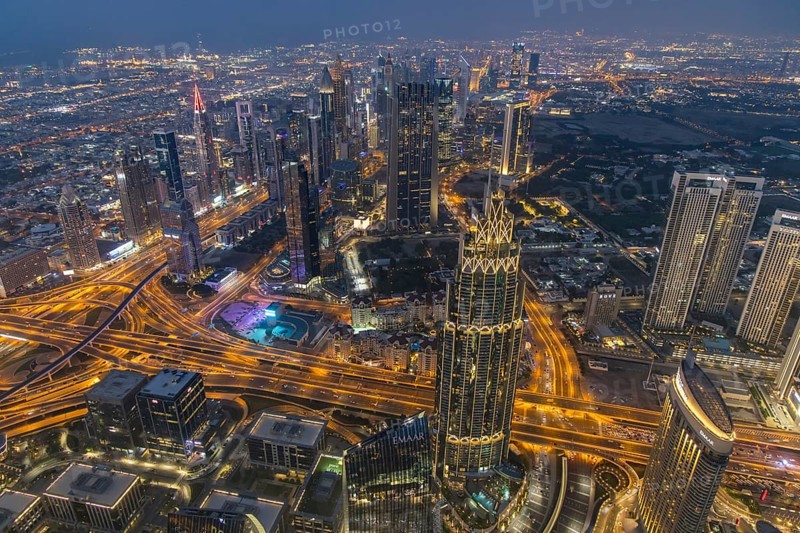 Sunset on the Burj Khalifa, Dubai, United Arab Emirates, Asia