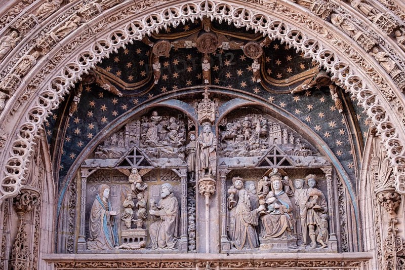 Gothic-Elizabethan facade, church of Santa María la Real, 15th century, Aranda de Duero, Burgos province, Spain, Europe