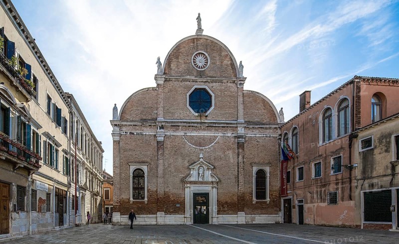 Italy Venice Santa Maria dei Carmini -310 built 1286-1348 façade early 16th century in the alley next to the church the Scuola Grande del Camini built 2H 17th century