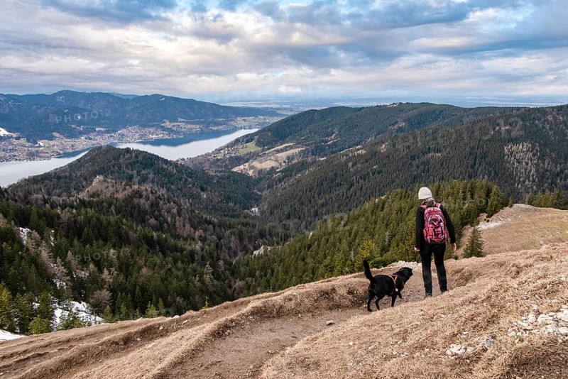 Hiking during early spring in the Bavarian alps near Tegernsee, Germany, Europe