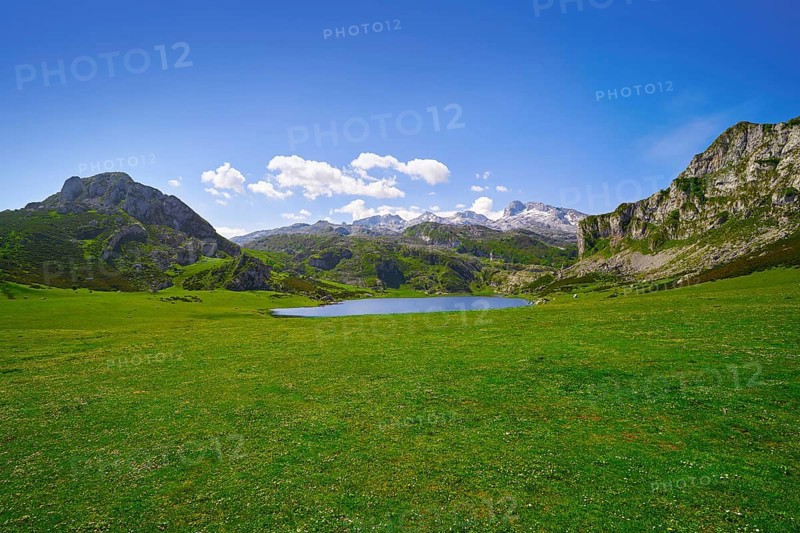 Ercina lake at Picos de Europa in Asturias of Spain