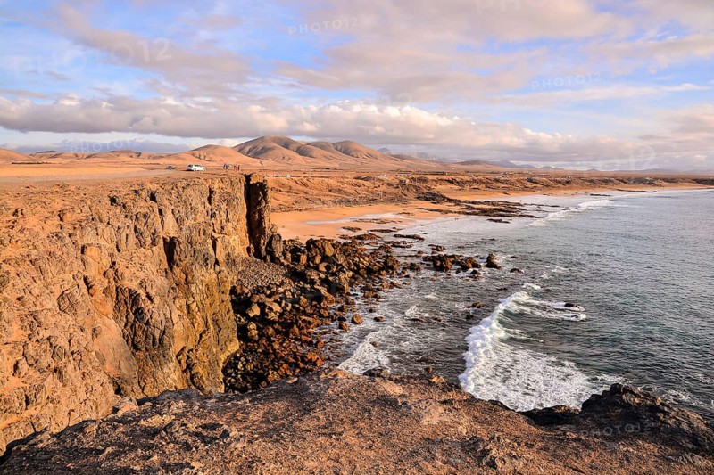 Spanish View Landscape in El Cotillo Fuerteventura Tropical Volcanic Canary Islands Spain