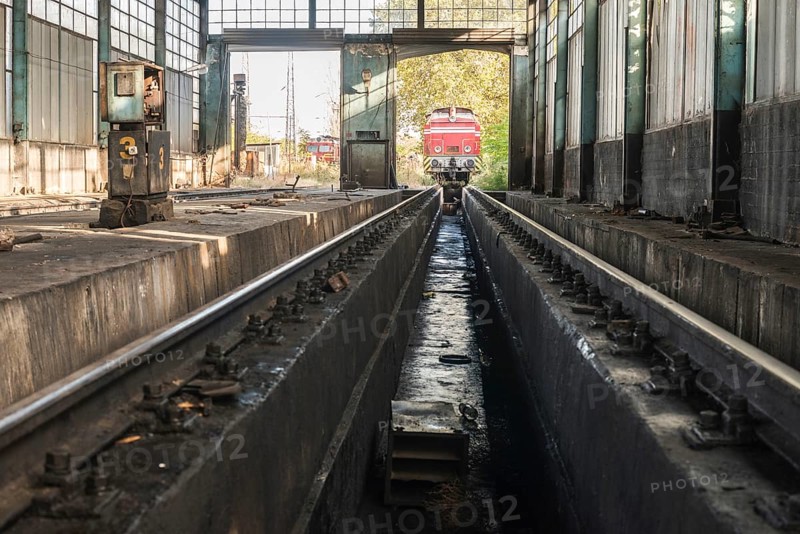 Depot repair trains. Natural light. Bulgaria