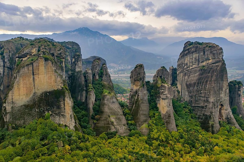 Landscape of rock formation in Meteora, Greece, Europe