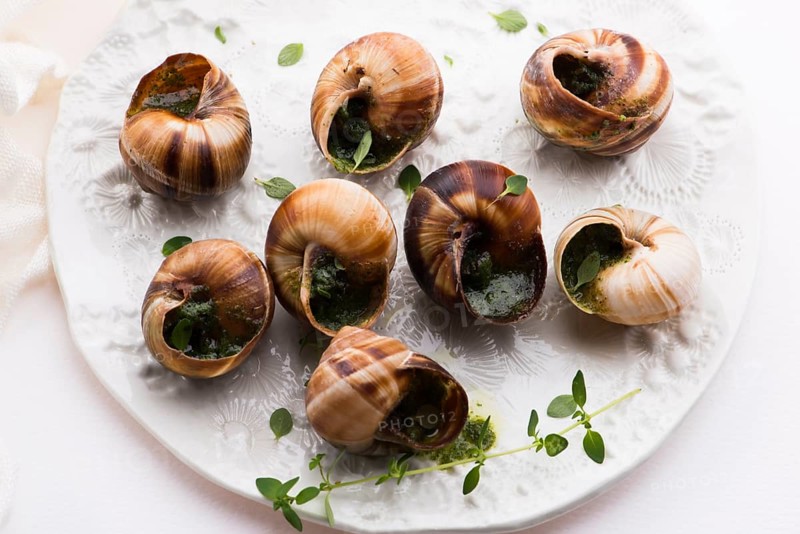 Escargot platter, delicious french delicatessen