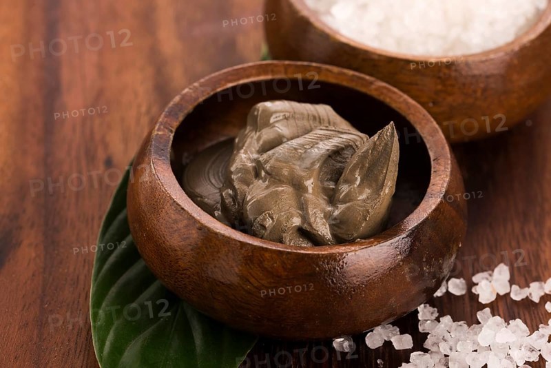 Dead Sea mud and salt in a bowl