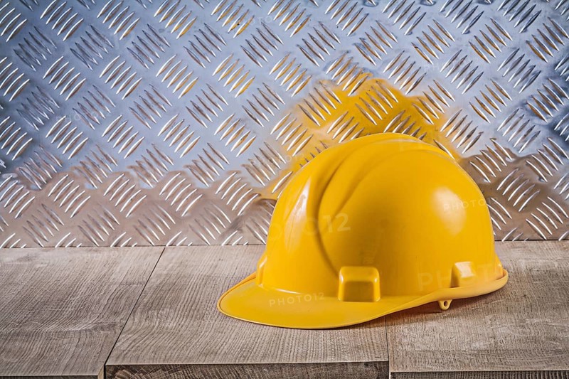 Safety building helmet wooden board fluted metal plate