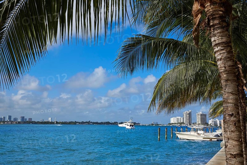 Miami Beach from MacArthur Causeway in Florida USA