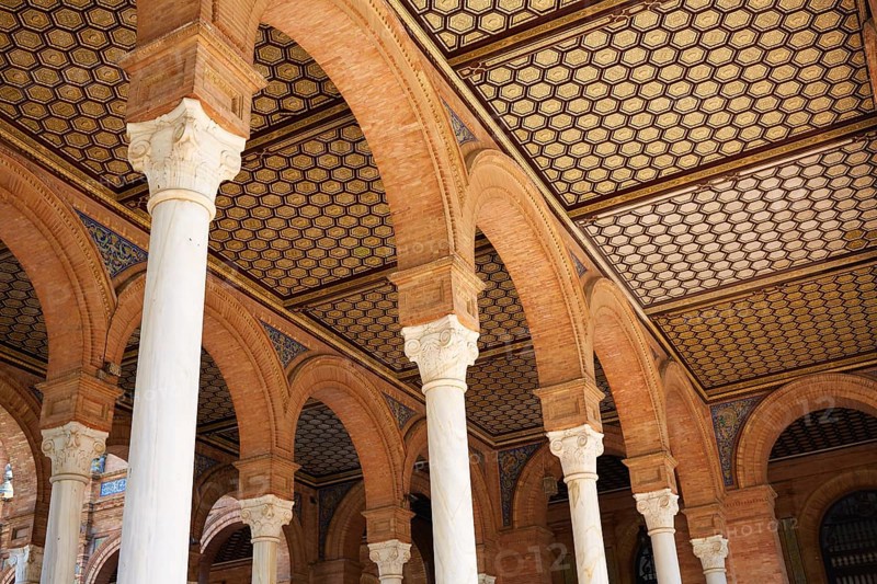 Seville Sevilla Plaza de Espana arcades Andalusia Spain square