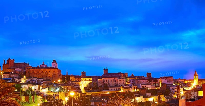 Caceres sunset skyline in Extremadura of Spain by Via de la Plata way