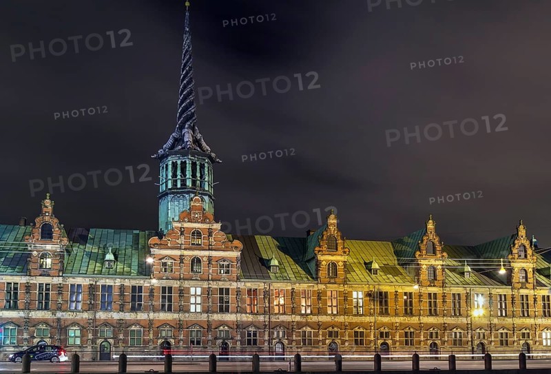 Evening. Borsen is a building in central Copenhagen, Denmark. It was built by Christian IV in 1619 1640 and is the oldest stock exchange in Denmark