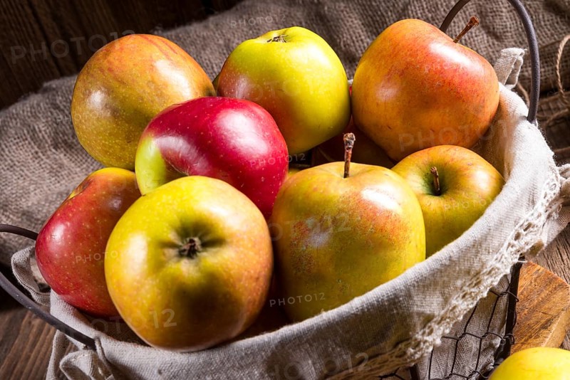 Fresh autumn apples in the basket