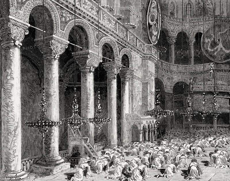 Communal prayer on Fridays, Hagia Sophia, Constantinople, Ottoman Empire, 4th January, 1877
