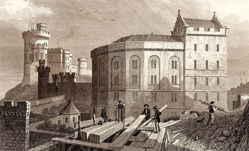 East End of the Bridewell and Jail Governor's House, Edinburgh, Scotland, 19th century, from Modern Athens by Th. H. Shepherd