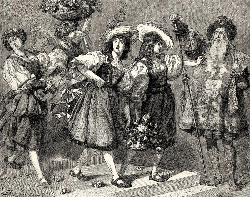 Garden-Girls of Florence, Florentine carnival, accompanied by mandolins, Faust II, first act, by Johann Wolfgang von Goethe