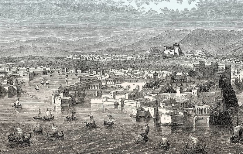 Reconstruction of the Long Walls connecting Athens to its port at Piraeus in ancient Greece