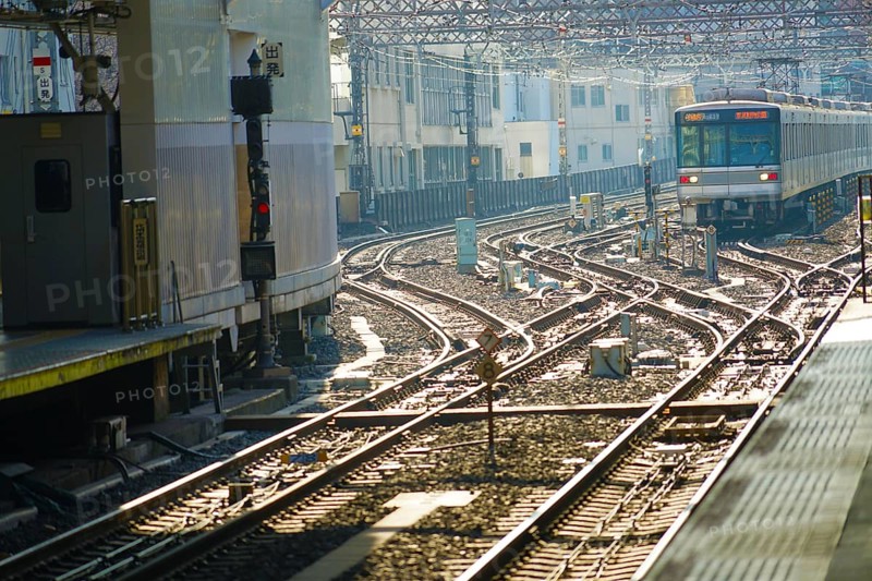 Image of train and rail. Shooting Location: Musashino-shi, Tokyo