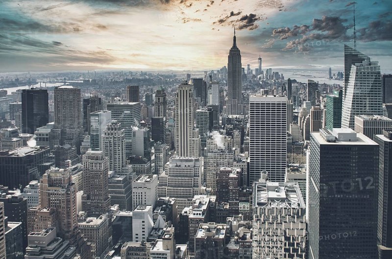 View of Manhattan with Empire State Building, New York City, USA, North America