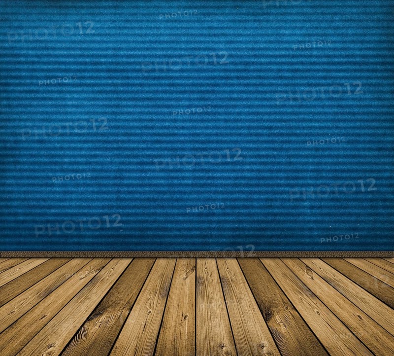 Vintage blue interior with wooden floor
