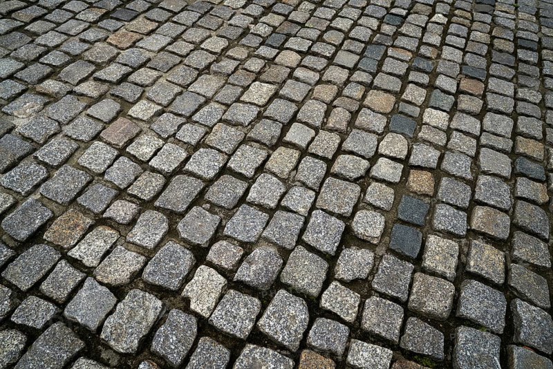 Granite cobblestone pavement in Germany street outdoor