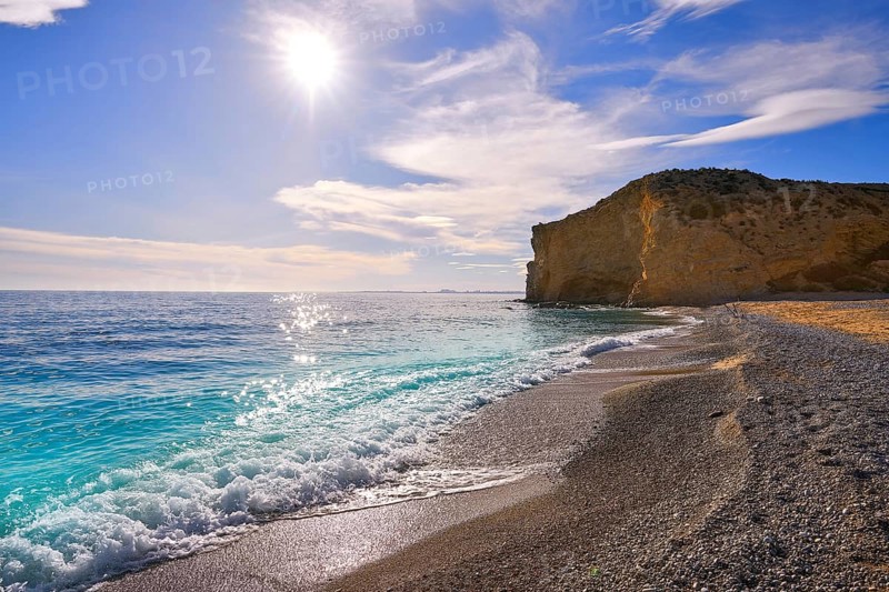 Paradis or Paraiso beach playa in Vila Joiosa of Alicante of Spain also Villajoyosa of Costa Blanca