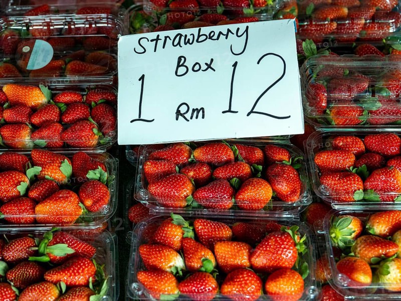 Strawberries, freshly harvested, Kea Farm Market, Cameron Highlands, Malaysia, South East Asia, Asia