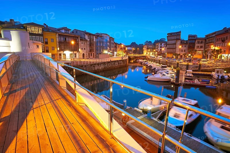 Llanes marina port sunset in Asturias of Spain