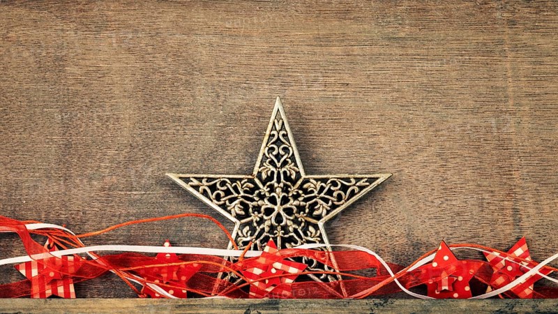Christmas decoration wooden background with star