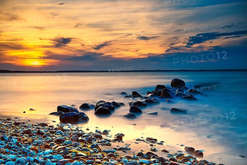 Sunset on the beach of Niendorf on the baltic sea