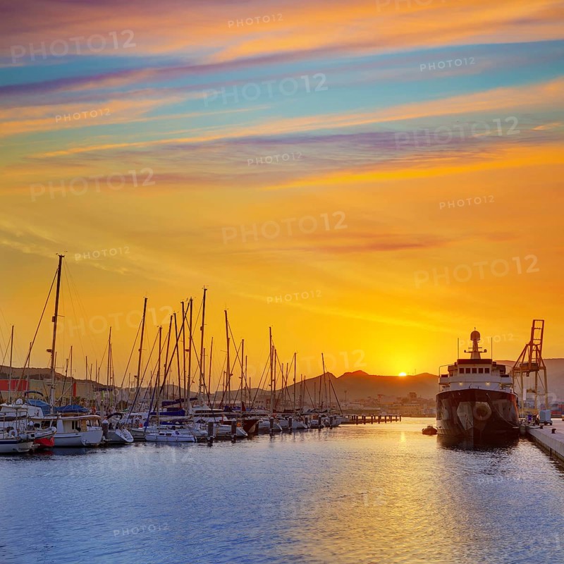 Cartagena Murcia port marina sunrise in Mediterranean Spain
