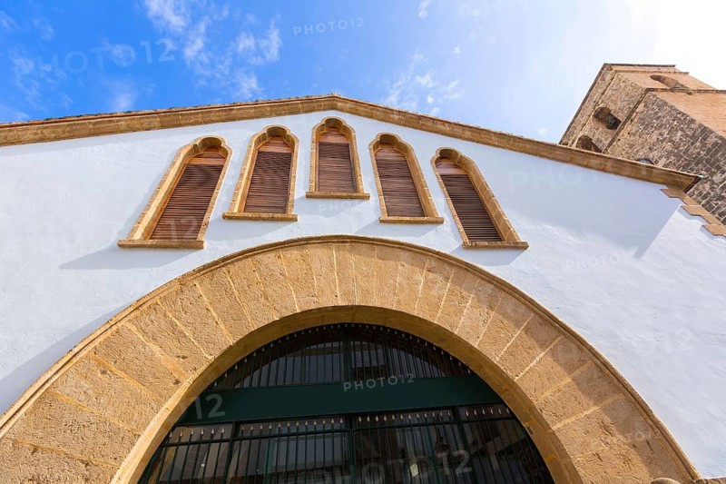 Javea Sant Abastos market and Sant Bertomeu church in Alicante Spain