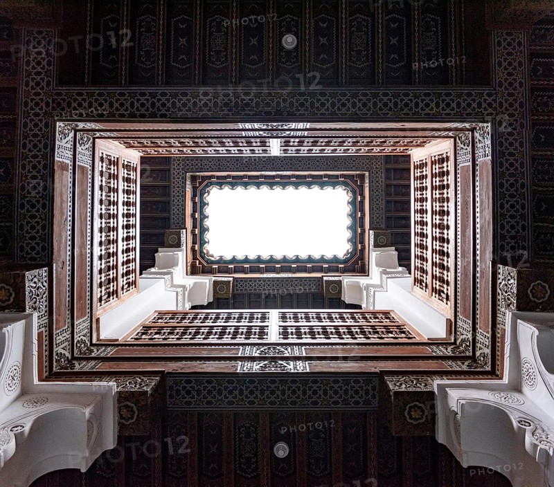 MARRAKECH, MOROCCO, APRIL 18, 2023, Famous Medersa Ben Youssef in the medina of Marrakech