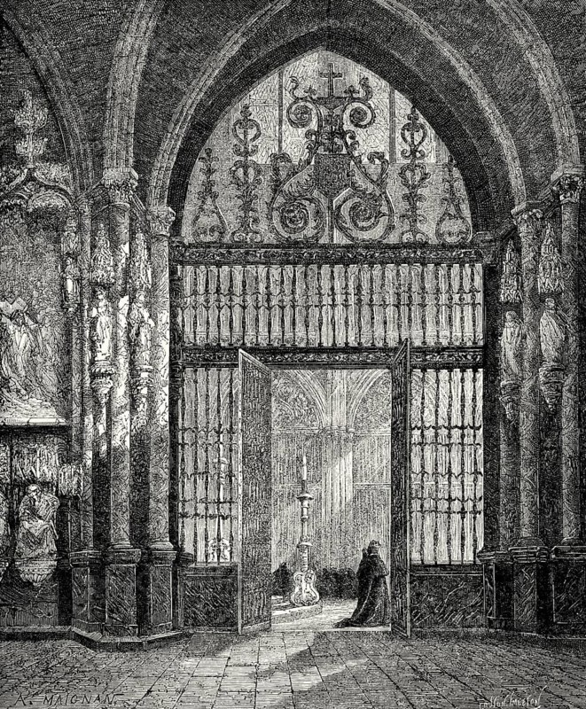 Interior view of he Cathedral of Saint Mary of Burgos, Spain, 19th Century, Europe