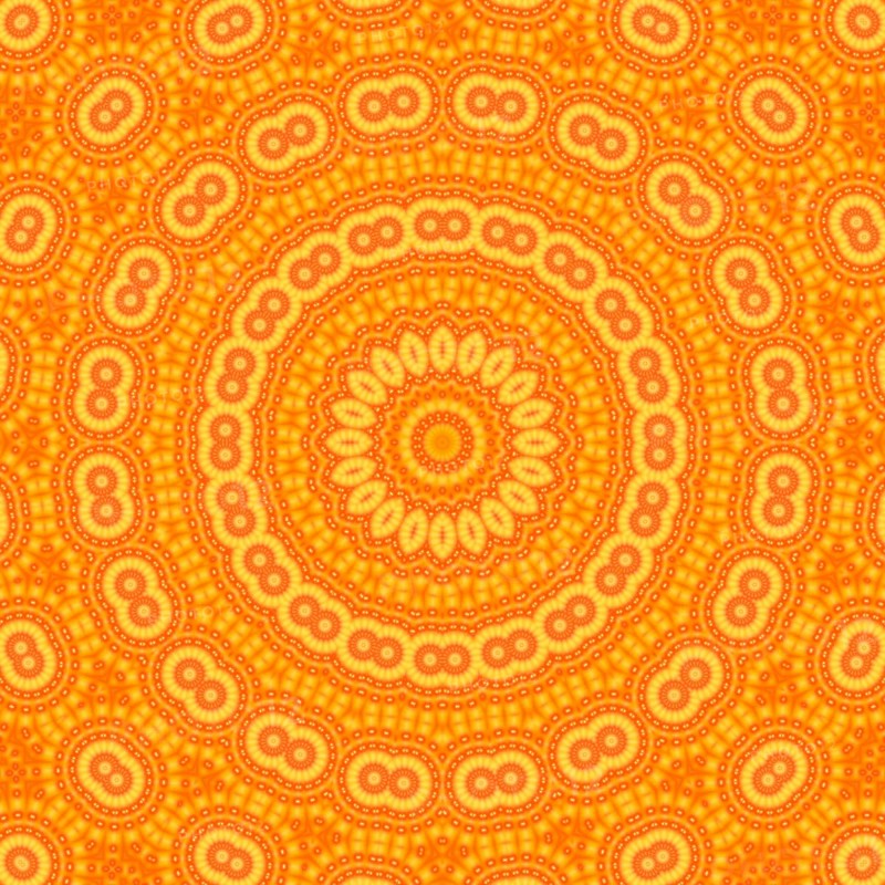 Bright orange background with abstract radial pattern
