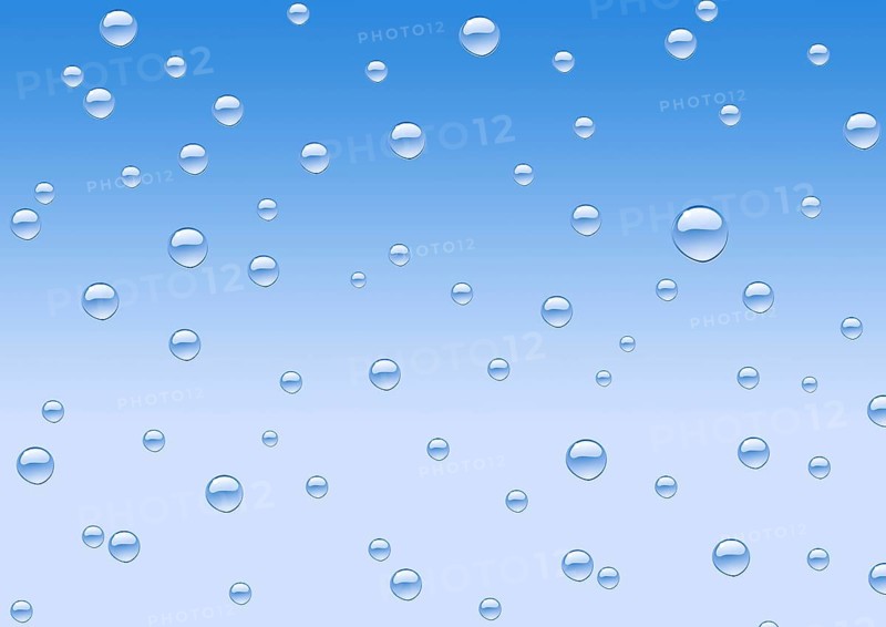 A lot of water drops over blue gradient background, a raster drawing