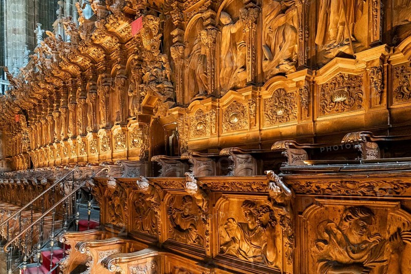 Salamanca, Spain, 9 April, 2024: detail view of the choir of the New Cathedral in Salamanca, Europe