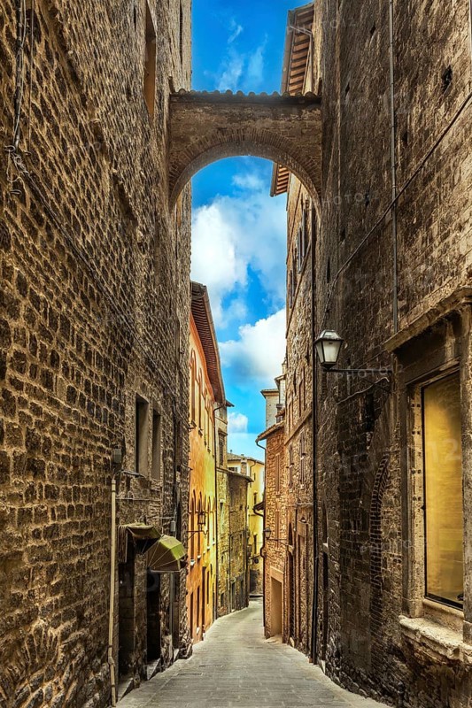 Beautiful Cityscape and Stone Architecture in Castiglione Del Lago, Umbria - Italy