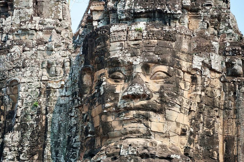 Temple Bayon in Angkor - giant face of buddhist deity Avalokitesvara