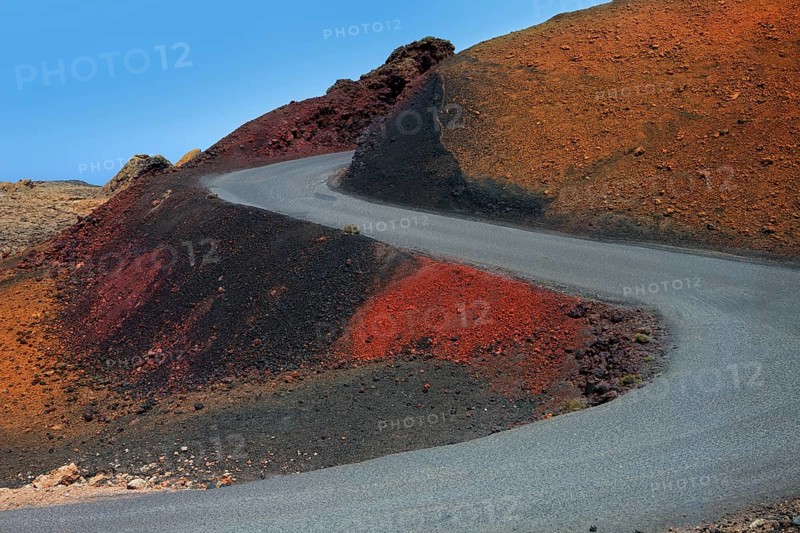 Lanzarote Timanfaya Fire Mountains road in Canary Islands