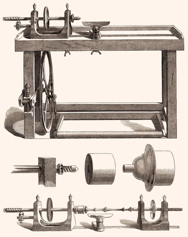 Wood lathe, 19th century, Wood lathe, 19th century