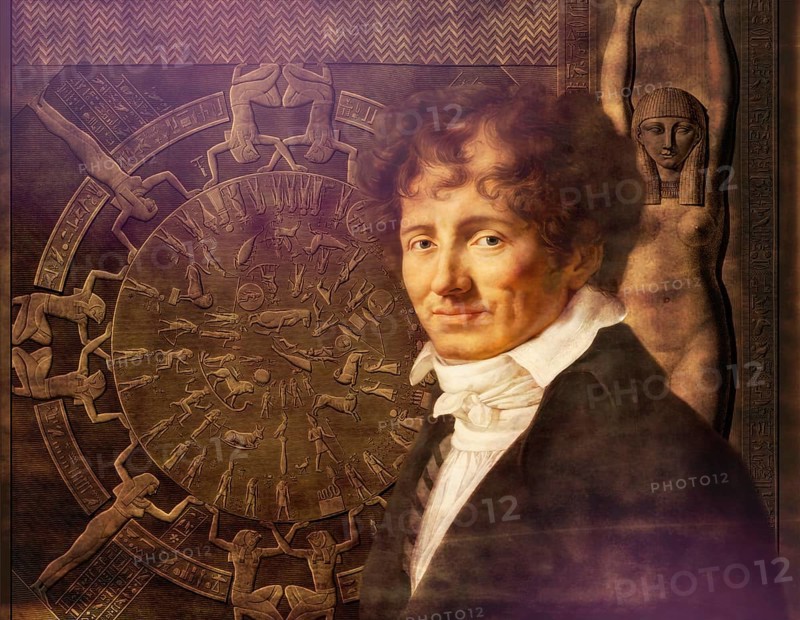 Dominique Vivant, Baron Denon, 1747 – 1825, French artist, writer, diplomat, author, and archaeologist, Dendera zodiac, Ancient Dendera Temple complex, Dendera, Egypt, digitally edited, Africa