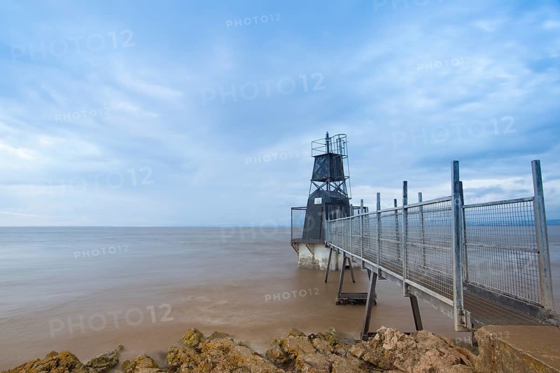 Battery Point Lighthouse, Portishead, Great Britain. Vintage lighthouse at sunset