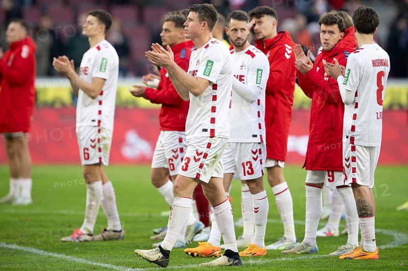 (DFL/DFB REGULATIONS PROHIBIT ANY USE OF PHOTOGRAPHS AS IMAGE SEQUENCES AND/OR QUASI-VIDEO) Cologne, RheinEnergieStadion, North Rhine-Westphalia, Dominique Heintz (1.FC Köln, defence, #3), Eric Martel (1.FC Köln, midfield, #6), Mark Uth (1.FC Köln, forward, #13), Luca Waldschmidt (1.FC Köln, forward, #9), 2nd Bundesliga, 1.FC Köln, Hannover 96 on 30/11/2024 at the RheinEnergieStadion in Cologne Germany