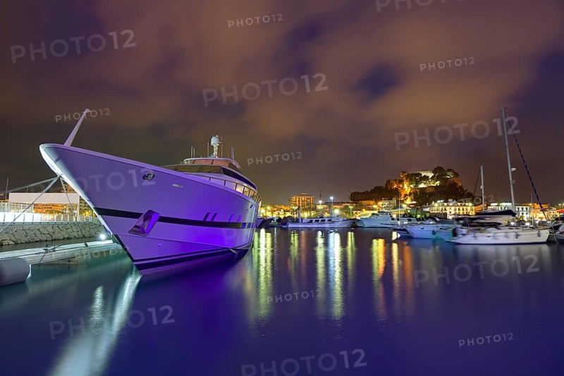 Denia port sunset dusk in marina at Alicante Spain