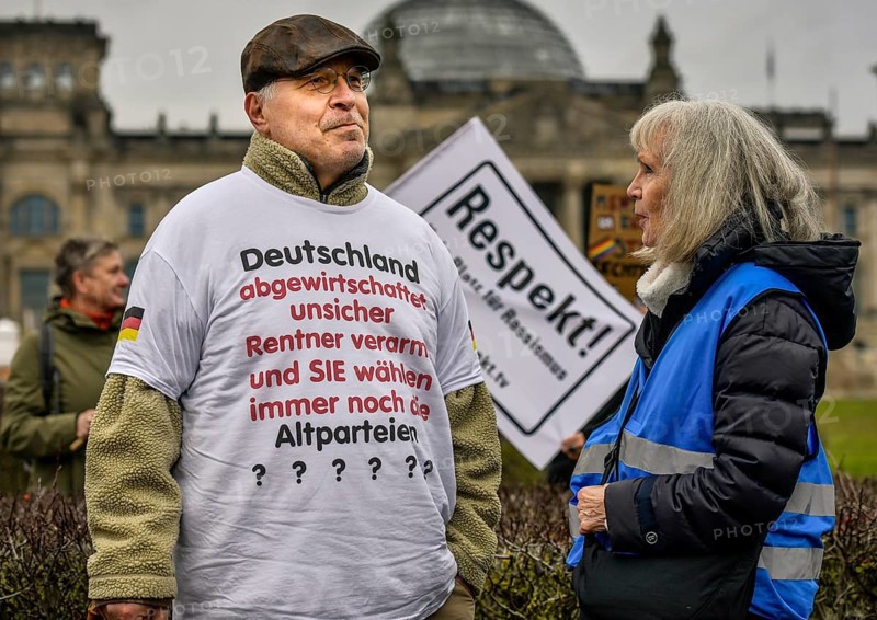 AfD supporters at the demonstration.the demonstrators gathered under the heading. Uprising of the supporters. We are the firewall! Berlin