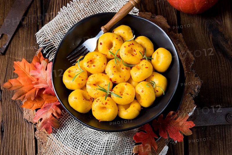 Delicious autumn dumplings with Hokkaido pumpkin puree