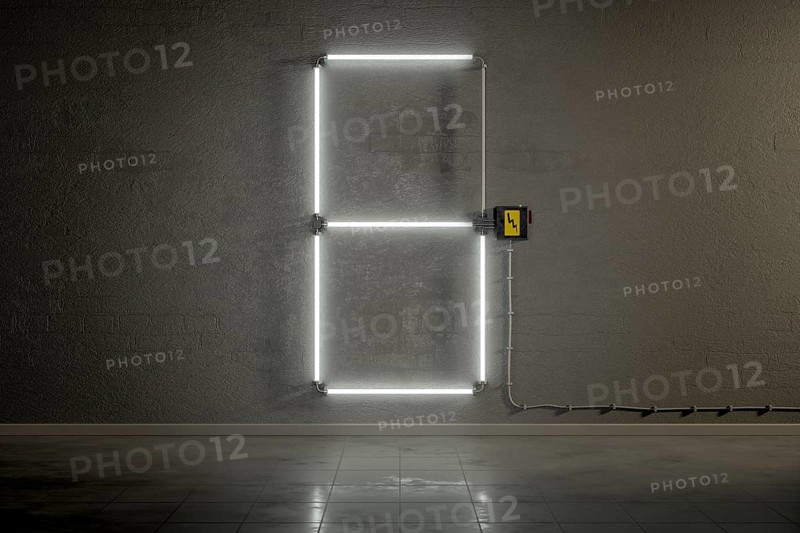 3d rendering of neon tubes building the number six