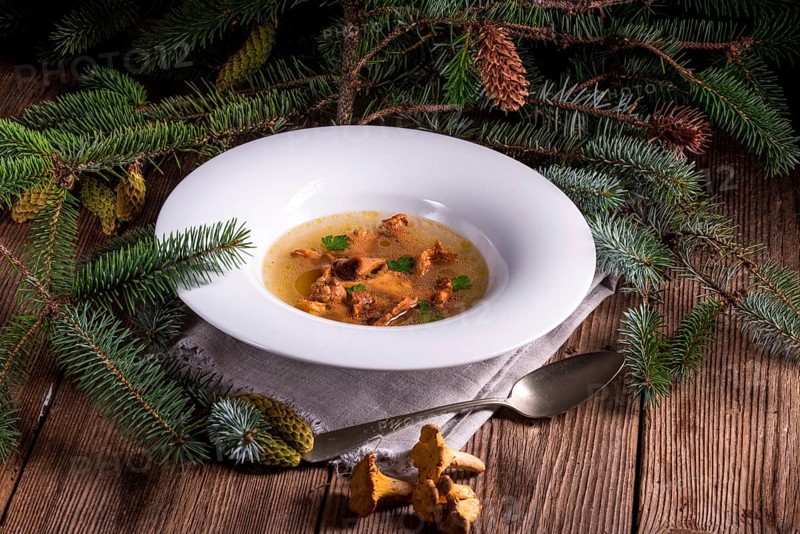 Slight mushroom broth