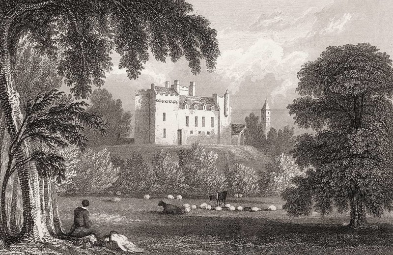 Airth Castle, Airth, Falkirk, 19th century, from Modern Athens by Th. H. Shepherd
